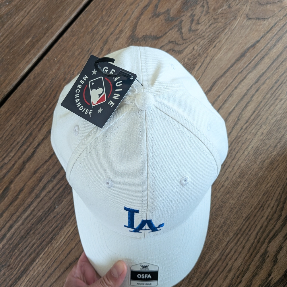 NWT LA Dodgers White OSFA Adjustable Baseball Hat Cap Blue Logo - Picture 7 of 12